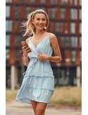 Zartes Kleid mit Umschlagausschnitt, blau PR3200 – Online-Shop – Boutique